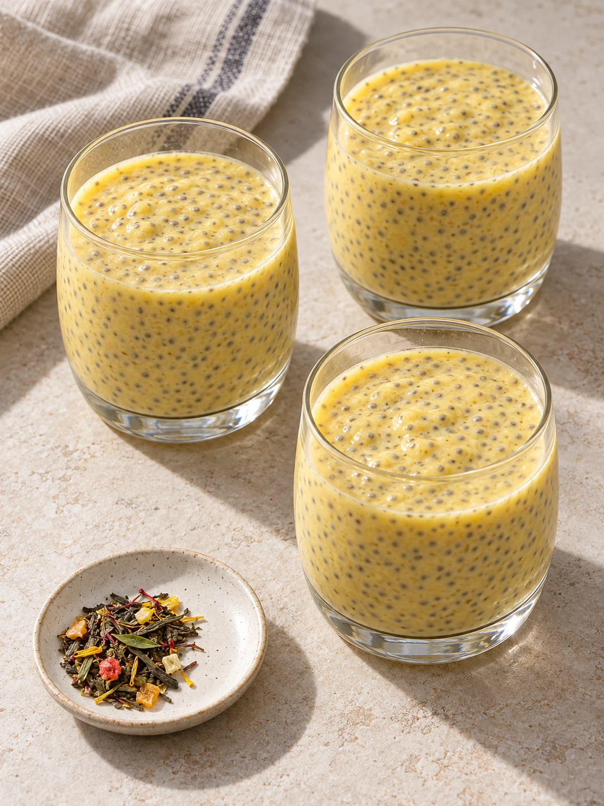 Tropikalny pudding z mango, chia i herbatą Owoce Słońca
