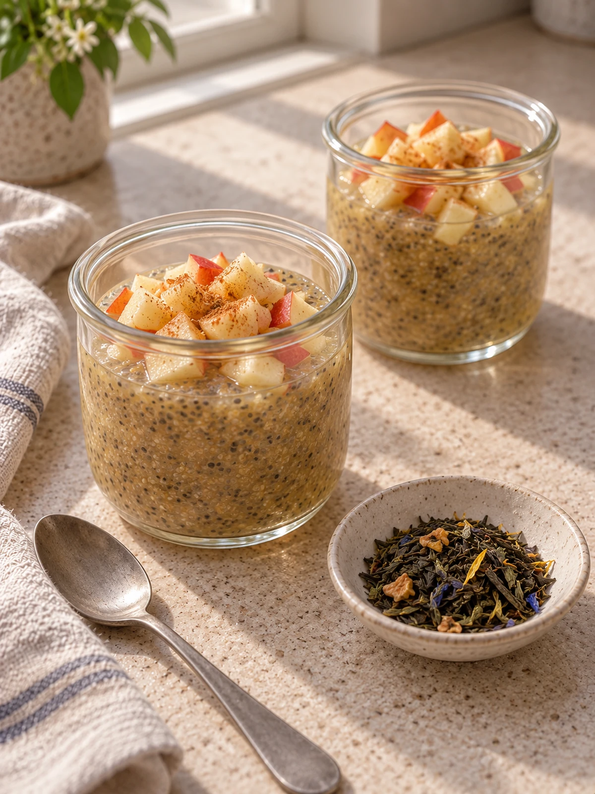 Jabłkowo-herbaciany pudding chia z Poranną Aurą